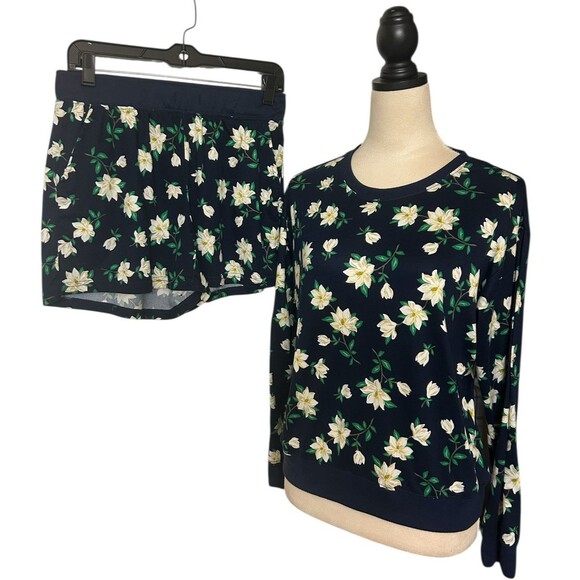 DJ Draper James Womens Floral Size S Pajamas Set Shirt Sleep Pant Shorts Summer - Picture 1 of 10